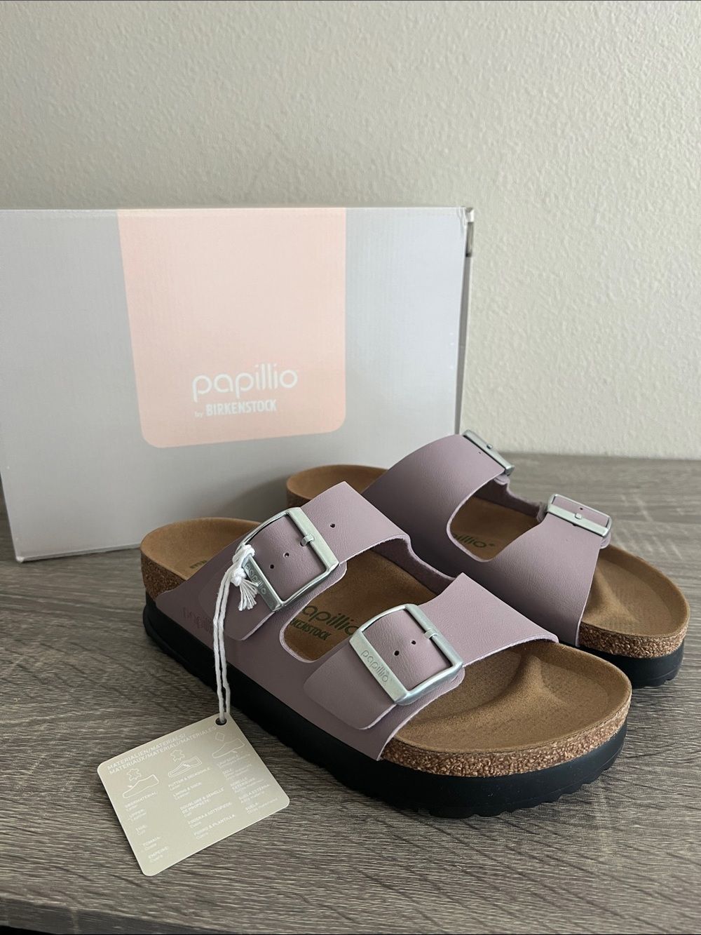 New Papillio by Birkenstock Arizona Platform Sandals Double Buckle 38/US7